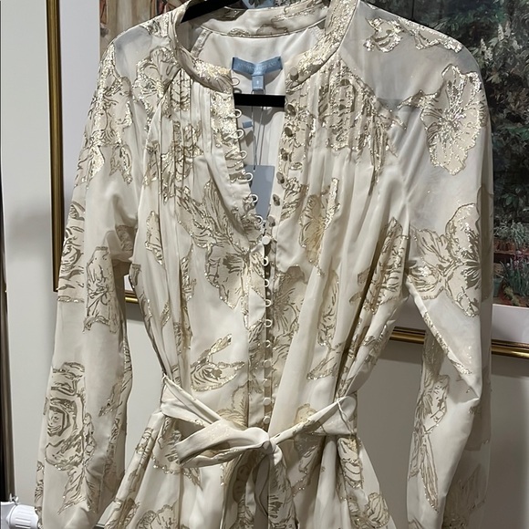 ANTONIO MELANI Cream and Gold Long Sleeve Dress - Picture 3 of 9